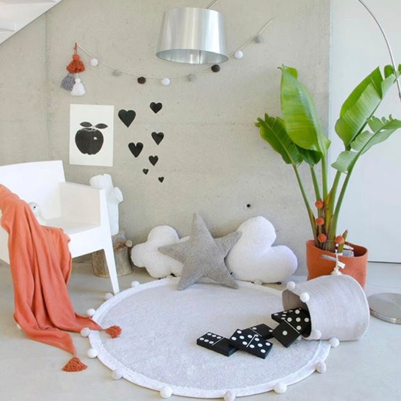 Round Rug Tapete Infantil Nordic Soft Cotton Fluffy Floor Foot Mat Kilim Baby Kids Bedroom Home Living Room Nursery Warm Decor