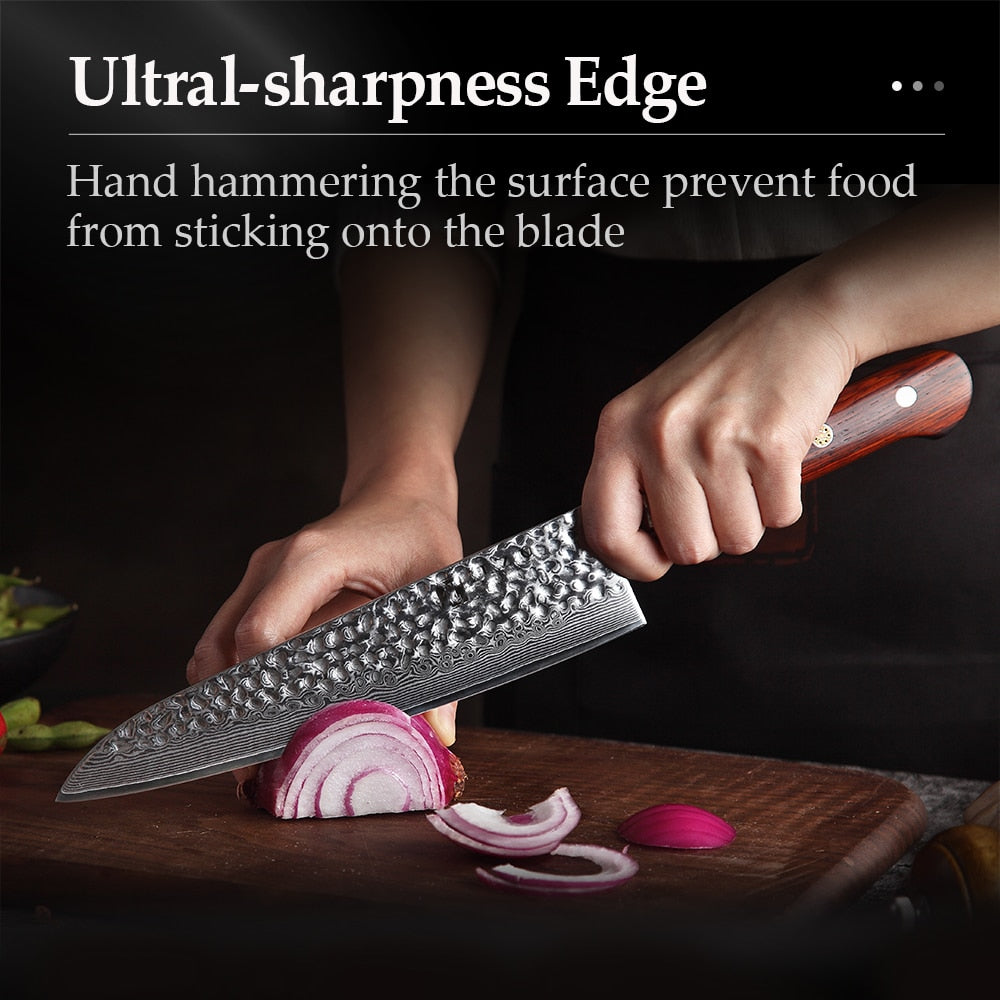 2PC Kitchen Knife Set Damascus Steel Knives Tools Paring Utility Santoku Chef Slicing Bread Kitchen Accessories Tools