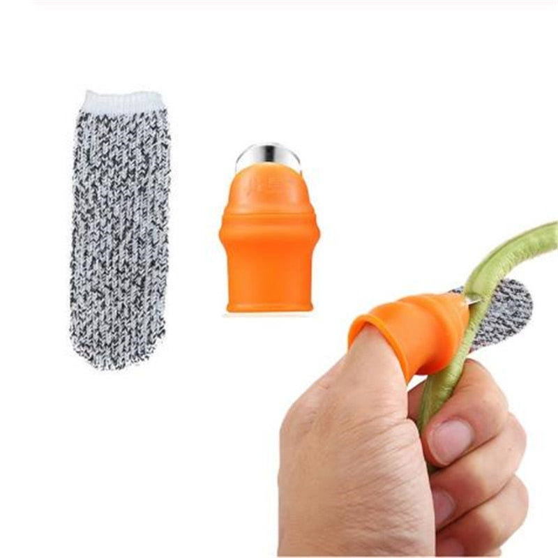 New Silicone Finger Protector With Blade For Fruits Vegetable Thumb Knife Finger Guard Kitchen Gadgets Kitchen Accessories