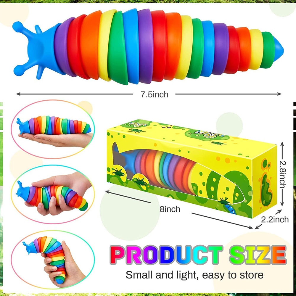 2022 New Fidget Toys Slug Articulated Flexible 3D Fidget Slug Articulating Stim Toy Relief Anti-Anxiety Sensory Toys For Aldult